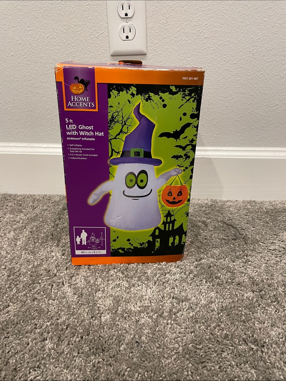 5 FT Led ghost with witch hat inflatable Halloween